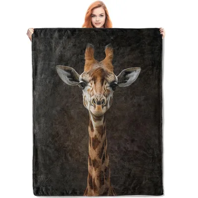 Giraffe Portrait Close Up Blanket featuring a realistic giraffe face