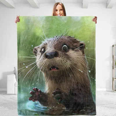 Funny Otter in Water Blanket: Surprised Sea Creature Design