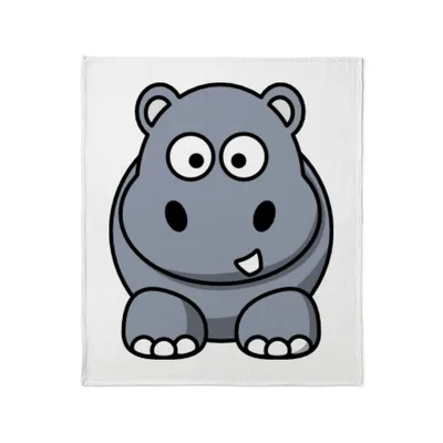 Cute Cartoon Hippo Blanket: Adorable Gray Character Design