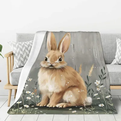 Cute Bunny Rabbit Watercolor Blanket: Soft Fawn Hare Design