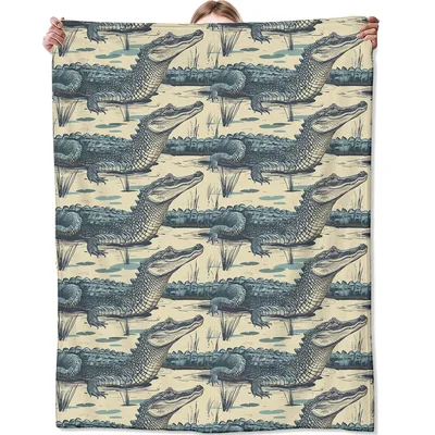 Alligator Pattern Blanket: Vintage Reptile Print for Swamp Lovers