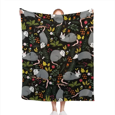 Opossum Floral Pattern Blanket