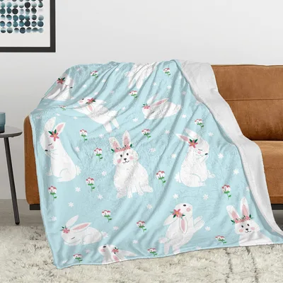 Bunnies and Flowers Pattern Blanket: Spring Bunny Design for Cozy Days