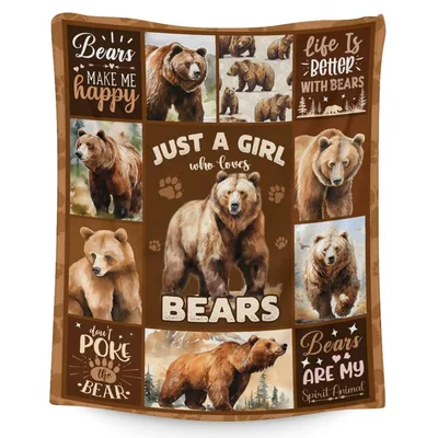 Just a Girl Who Loves Bears Blanket: Bear Collage Design