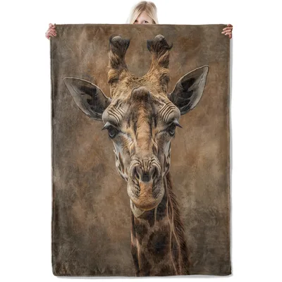 Majestic Giraffe Portrait Blanket