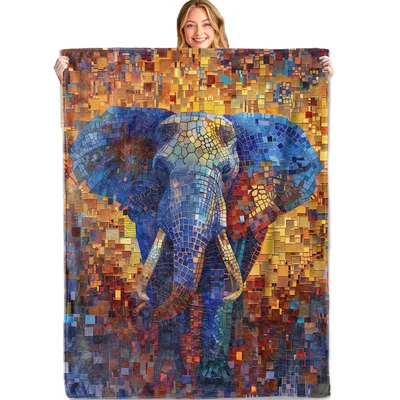 Mosaic Elephant Art Blanket