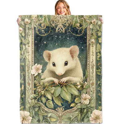 Whimsical White Mouse Blanket