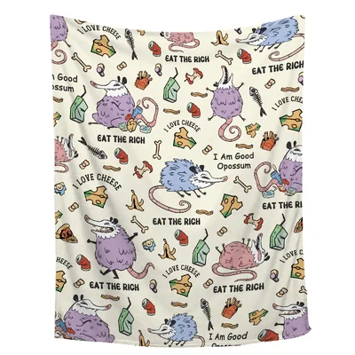 Eat the Rich Opossum Blanket: Funny Possum Print for Trash Lovers