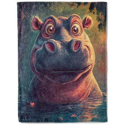 Cute Hippo in Water Blanket: A Friendly Face Emerging from the River