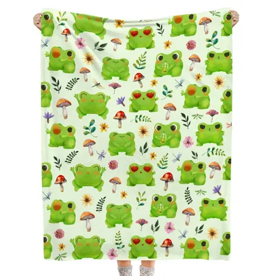 Frog Mushroom Pattern Blanket: Cute Amphibian and Fungi Design