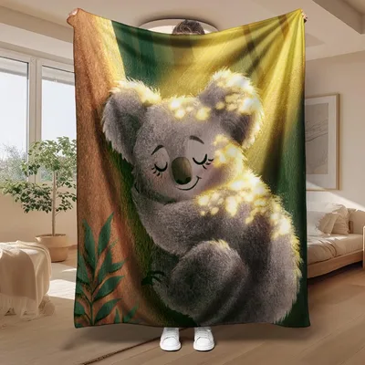 Sleepy Koala Eucalyptus Forest Blanket for Cozy Wildlife Lovers
