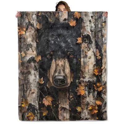 Black Bear in Birch Blanket: Forest Art for Nature Lovers