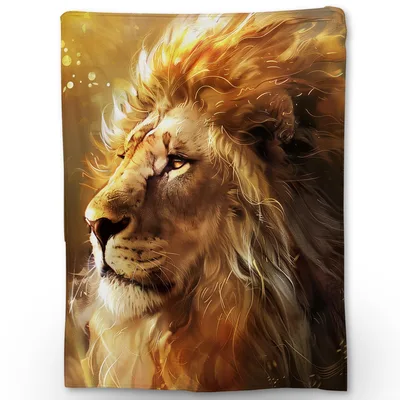 Majestic Lion Portrait Blanket No. 2: Wild Art for Your Couch