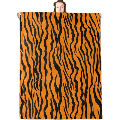 Bold Orange Tiger Stripe Blanket Wild Animal Print Throw