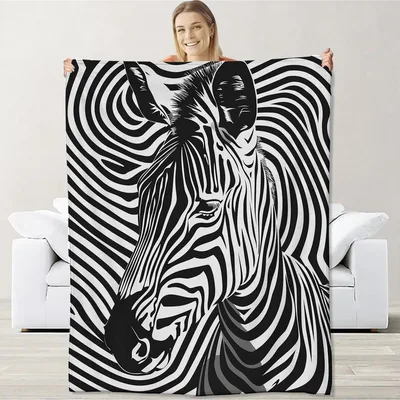 Zebra Face Black Blanket: Bold Graphic Zebra Art for Modern Rooms