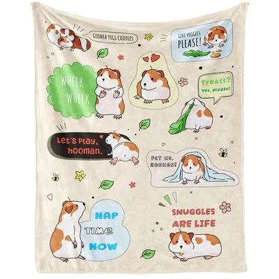 Guinea Pigs Cartoon Quotes Blanket for Pet Lovers and Cuddlers