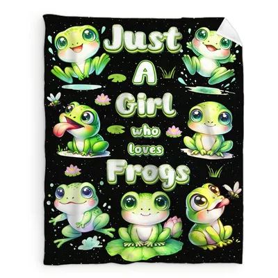 Just a Girl Blanket: Just A Girl Who Loves Frogs Design – Design 3