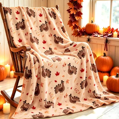 Brown Critters and Autumn Blanket: Fall Turkey Throw Design