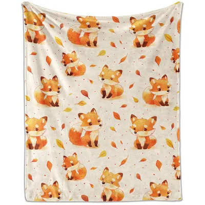 Cute Foxes with Autumn Blanket: Watercolor Fox Pattern for Fall