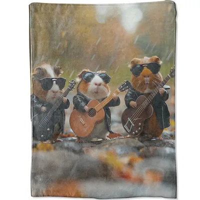 Guinea Pigs Playing Guitar Blanket: Rock Cavy Band Throw