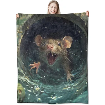 Rat Screaming in Dark Blanket: Realistic Rodent Art for Sewer Lovers