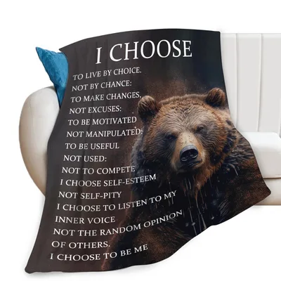 I Choose to Live Blanket: Brown Bear Self-Esteem Design