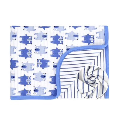 Blue Bear Pattern Blanket: Cute Blue Bears on White Background