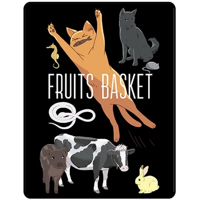 Cats Dogs Cows Blanket: Fruits Basket Animal Art Design