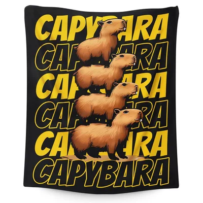 Capybara Stacked Text Design Blanket