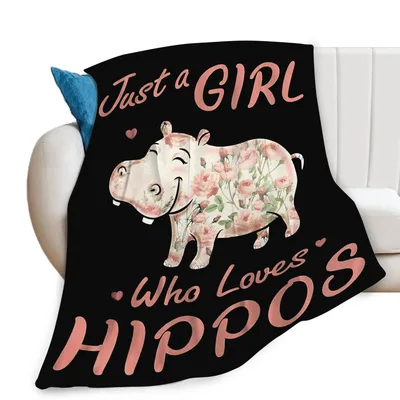 Just a Girl Blanket Featuring a Floral Hippo Design