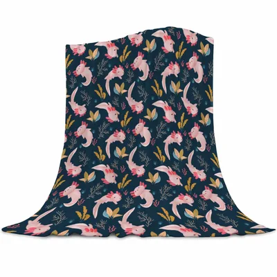 Pink Axolotl Motif Pattern Blanket for Amphibian Lovers