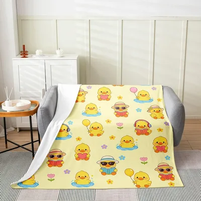 Cartoon Yellow Ducks Pattern Blanket