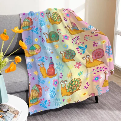 Colorful Snails and Flowers Blanket: Whimsical Garden Design