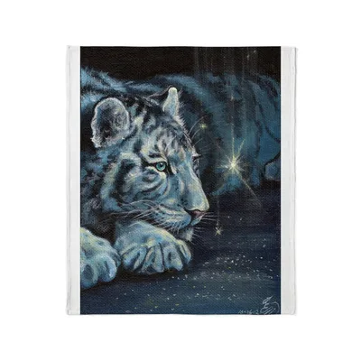 Tiger Resting in Starlight Blanket: A Blue Cub Under the Night Sky