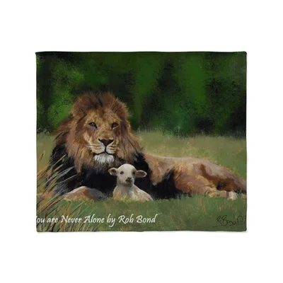 Lion Resting with Lamb Blanket: You Are Never Alone Art