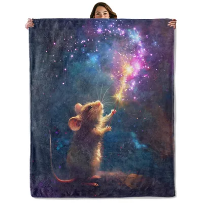 Magical Mouse Starry Night Blanket: A Whimsical Rodent Sparkler Design