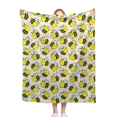 Bees on Gray Pattern Blanket: Cute Bee Throw for Cozy Days