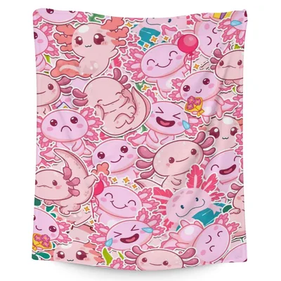 Cute Axolotl Pattern Print Blanket for Lovers of Pink Amphibians
