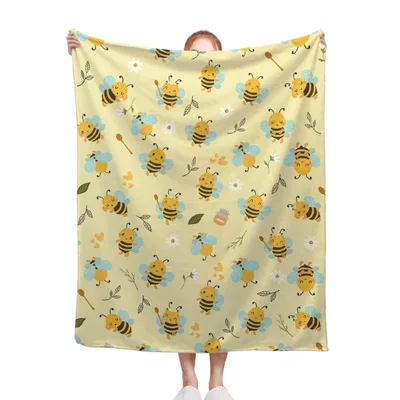 Bees on Yellow Pattern Blanket: Cute Bee Throw for Garden Lovers