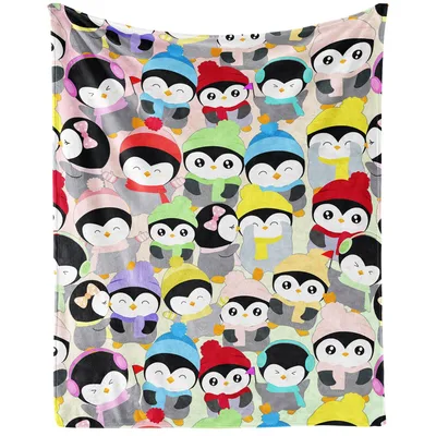Cute Penguins in Hats Blanket: Cozy Winter Penguins
