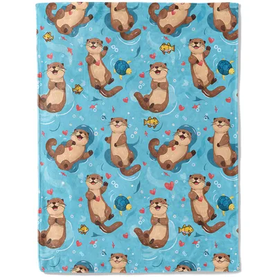 Playful Otters Pattern Blanket: Happy Sea Friends Design