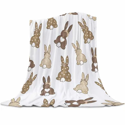 Brown Bunny Tails Pattern Blanket featuring cute brown rabbits