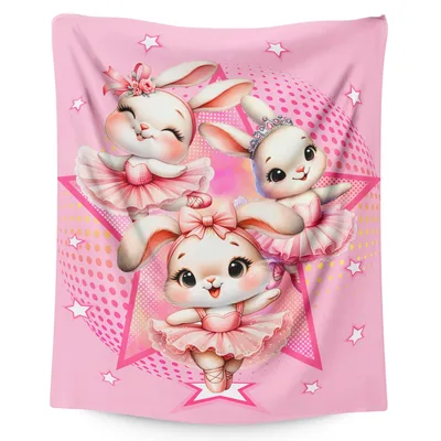 Ballerina Bunnies on Pink Blanket: Cute Rabbit Ballet Design for Girls