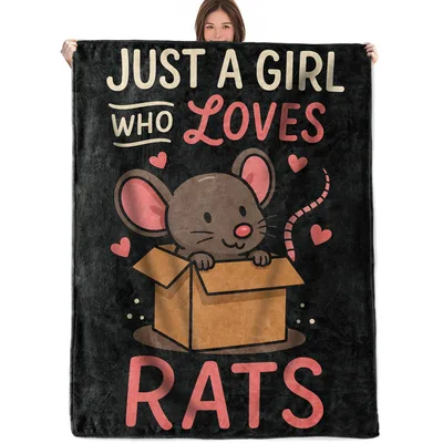 Just a Girl Blanket Featuring a Cute Rat in a Box