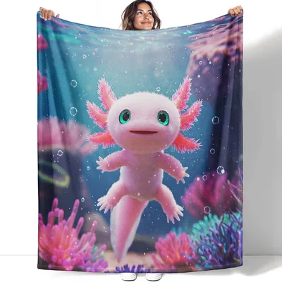 Pink Axolotl Under Blanket: Cute Pink Sea Creature Design