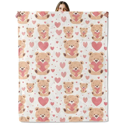 Cute Bears with Hearts Blanket