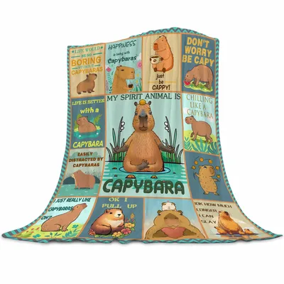 Capybara Spirit Animal Pattern Blanket for Lovers of Calm Rodents