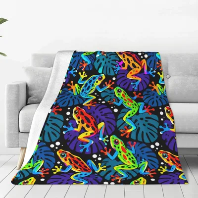 Colorful Frogs Pattern Blanket No. 2 for Amphibian Lovers