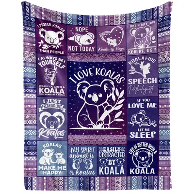 Koala Quotes Patchwork Pattern Blanket: Quilt of Cute Koala Sayings