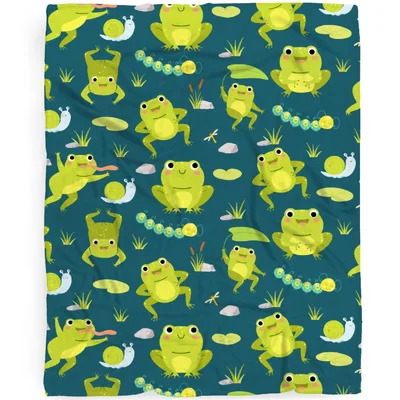 Frogs and Lily Pads Blanket: Cute Amphibian Pattern for Pond Lovers